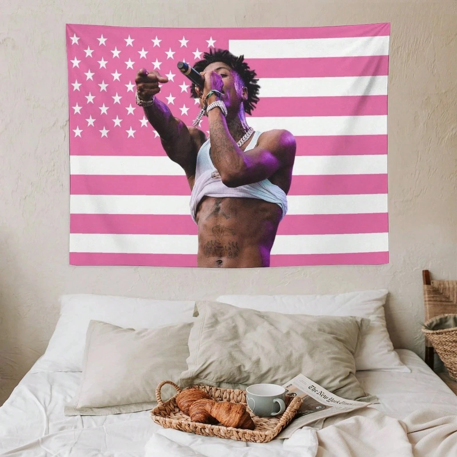 YoungBoy Rapper Tapestry, Music Art Poster Flag for Room Aesthetic, Bedroom, Living Room, Home Office, Dorm & Party Decor