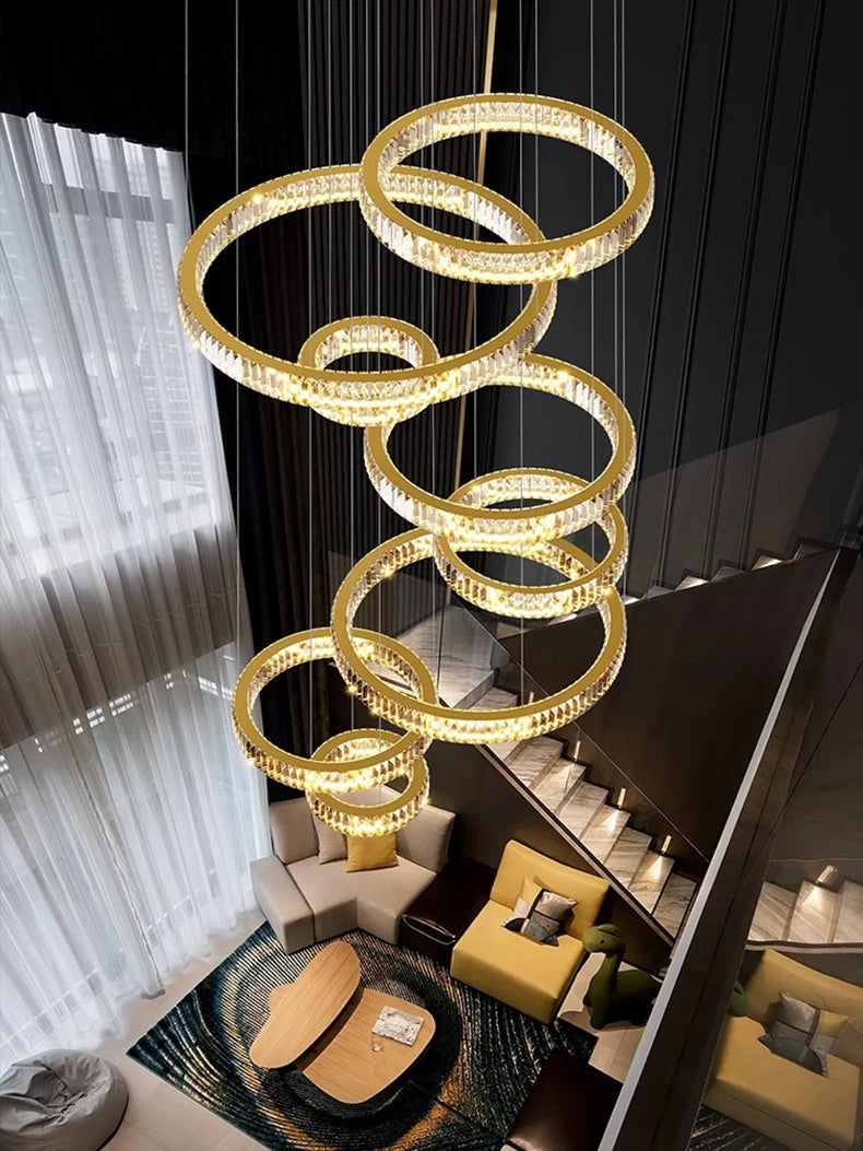 Nordic home decor Crystal chandelier Dining room chandelier ceiling lamp villa chandelier stair lamp interior lighting fixture