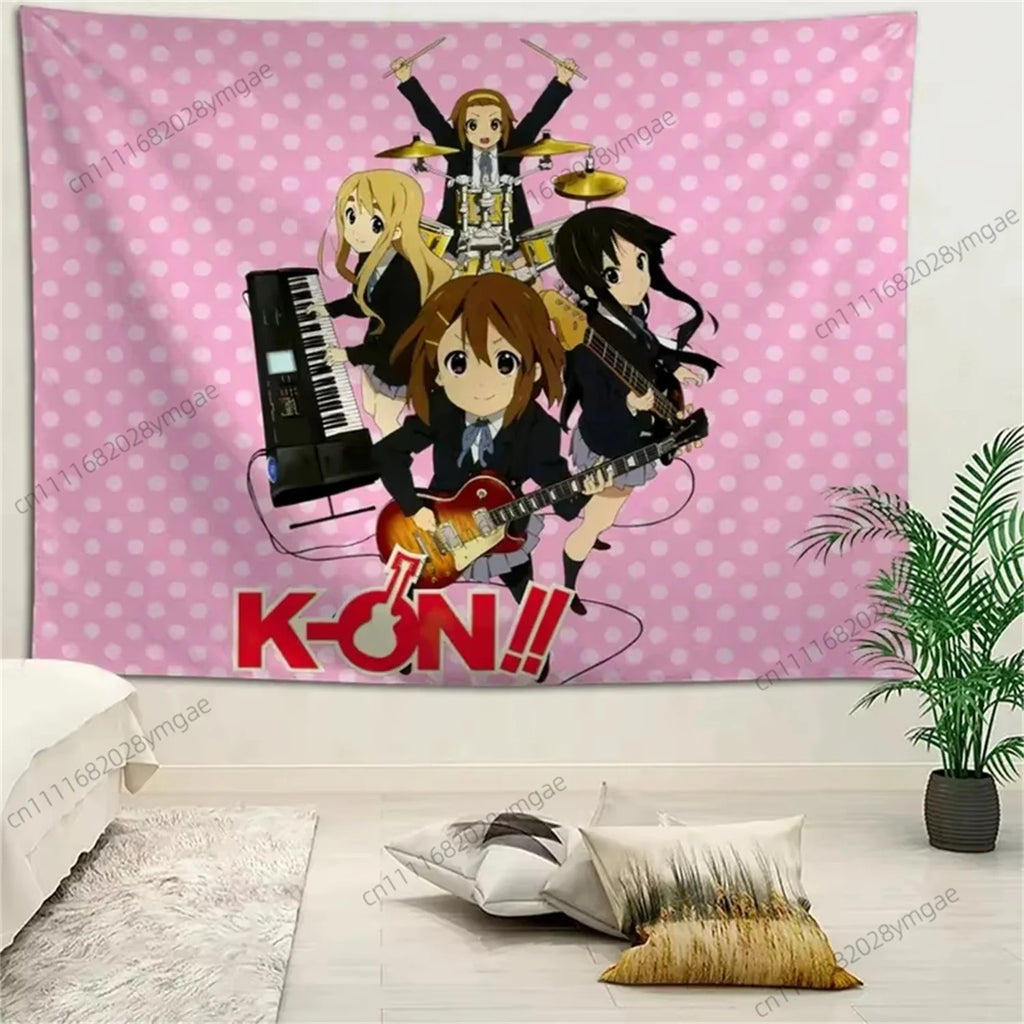 Sweet Tapestry Anime K-ON! Maid Wall Tapestries Flag Aesthetic Teen Girls Bedroom Dorm Background Cloth Manga Banner Room Decor