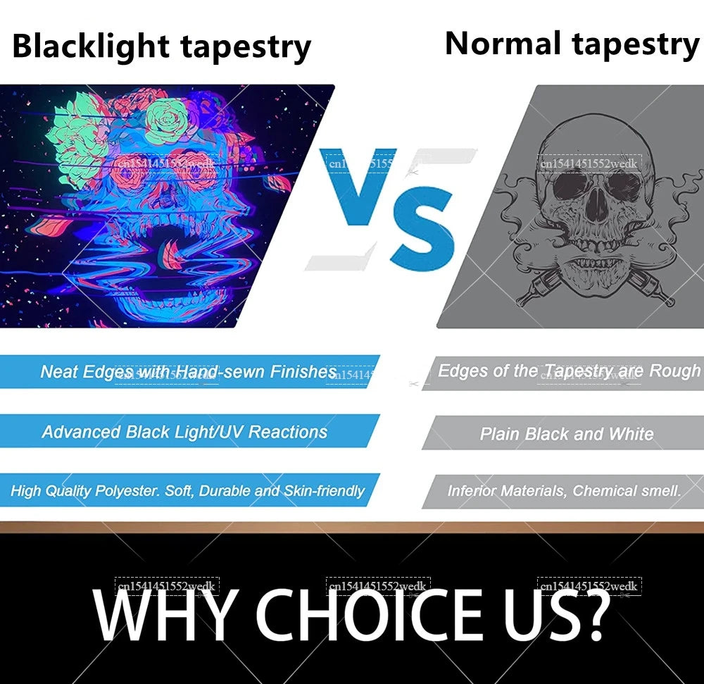 Trippy Weed Blacklight Tapestry UV Reactive Alien Marijuana Leaf Tapestry Neon Skull Smoke Tapestry Aesthetic Tapestry For Room