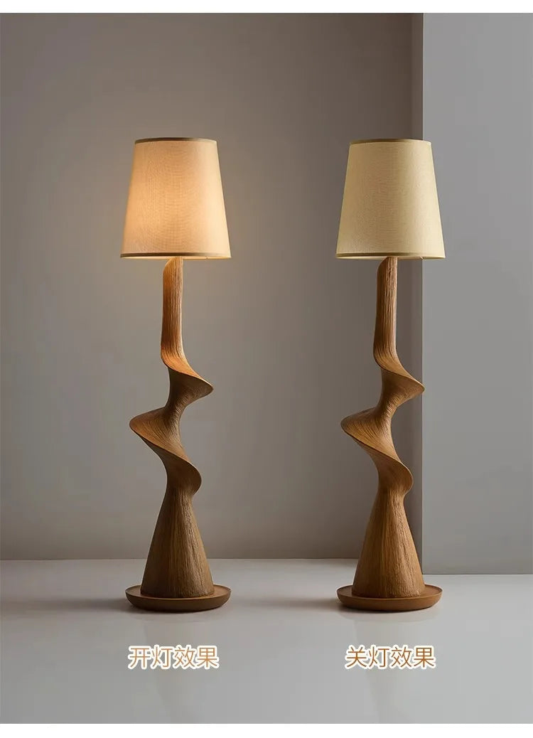 New Chinese Medieval Retro Solid Wood Artistic Floor Lamp LED Standing Light for Living Room Sofa Side Home Decor Room Decor