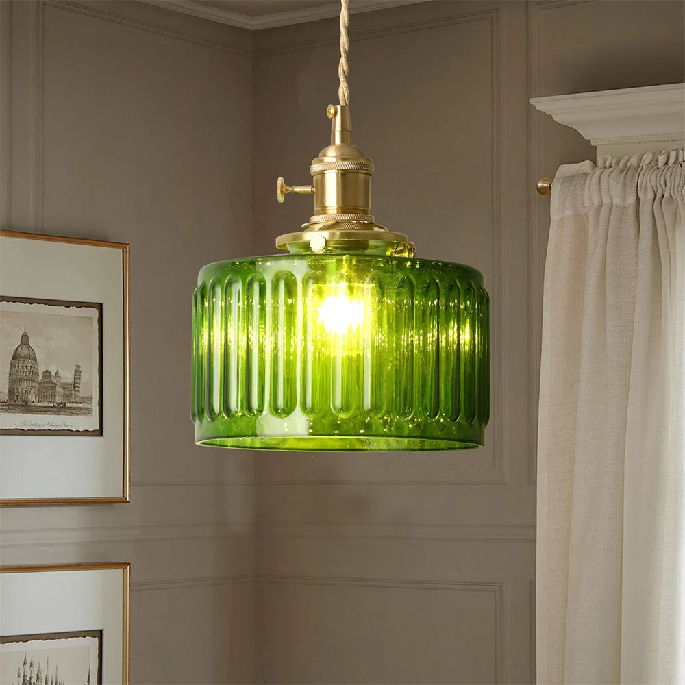 VETRULUS Led Crystal Pendant Light Green Chandelier Modern Hanging Ceiling Lamp Dining Room Kitchen Island Retro Home Decor
