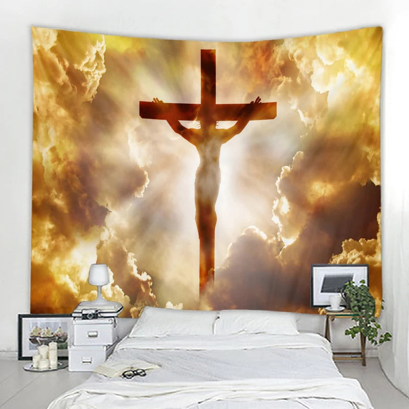 God Jesus Decorative Tapestry Mandala Boho Hippie Wall Tapestry for Home Bedroom Decorative Tapestry