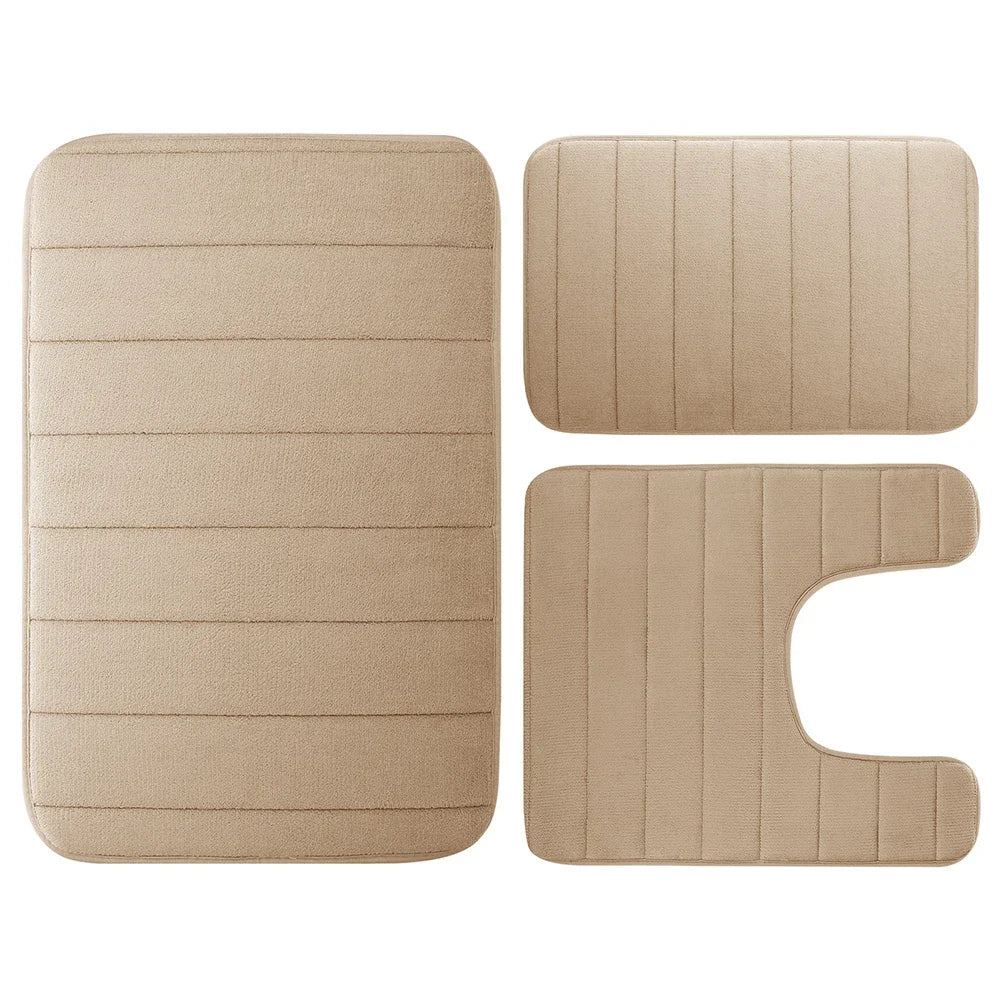 3 Pieces Memory Foam Bath Rugs Absorbent Bathroom Rugs Non-Slip Washable Bathroom Mats Bath Mats for Bathroom Floor Rugs Carpets