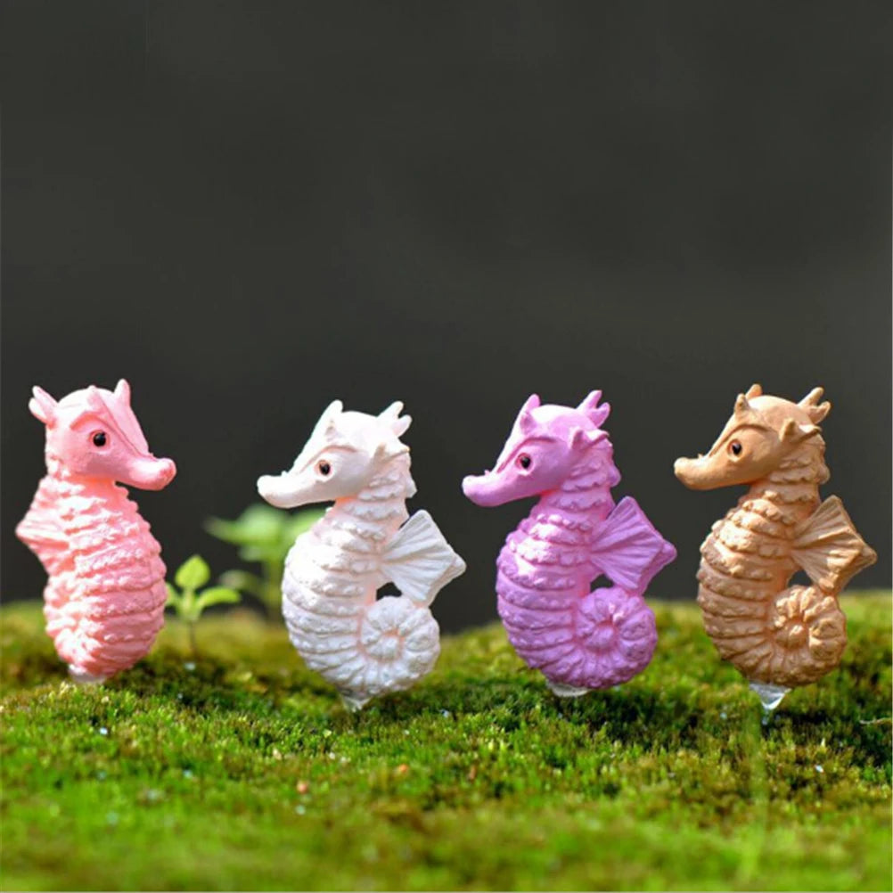 1-6pc Shark Seahorse Fish Miniature Figures Decorative Mini ocean Fairy Garden Animal Moss Micro Landscape Ornaments Resin decor