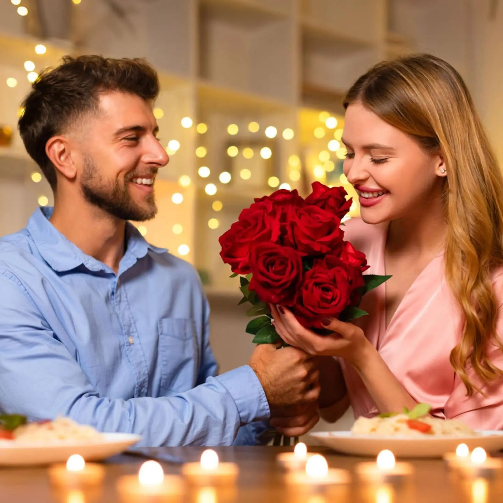 24-80Pcs Artificial Roses Flowers 3.9''Big Velvet Rose Artificial Flowers with Long Stems for Wedding Mothers Day Decor