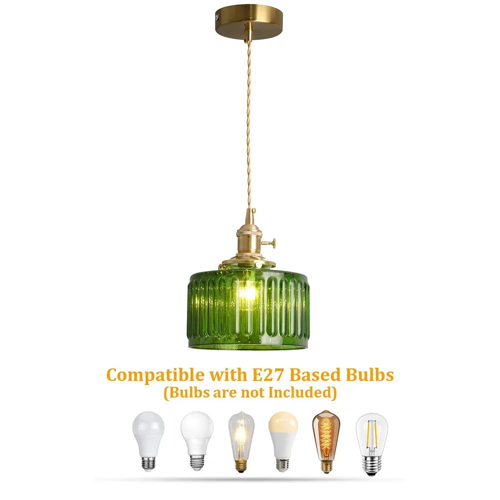 VETRULUS Led Crystal Pendant Light Green Chandelier Modern Hanging Ceiling Lamp Dining Room Kitchen Island Retro Home Decor