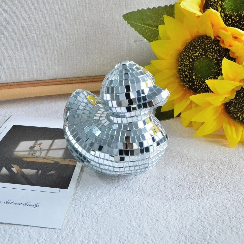 Decoration Desktop Disco Mirror Decorative Duck Home Decor Mirror Glass Disco Ball Duck Disco Ornament Mirror Disco Duck Home