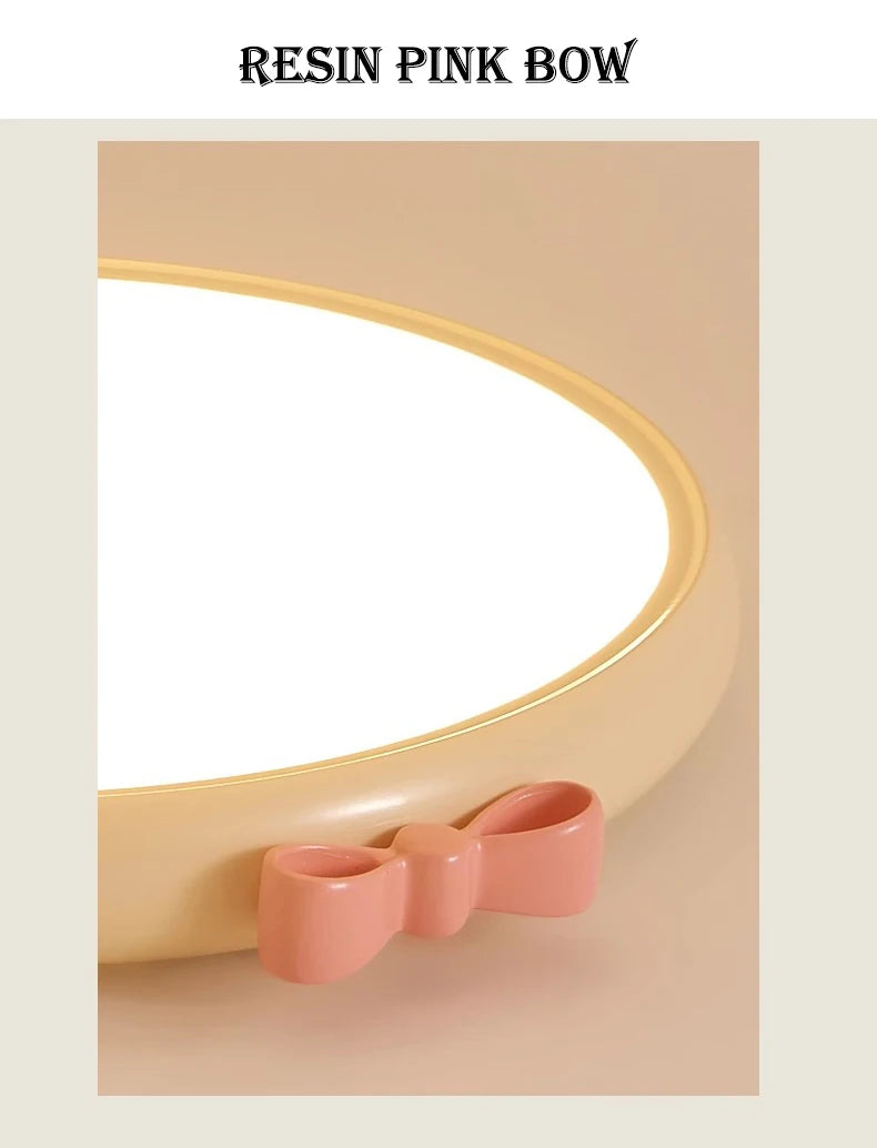 Pink Bow Children's Room Ceiling Light LED Princess Room Lamp French Cream Style Baby Room Study Room Girl Bedroom Ceiling Lamps