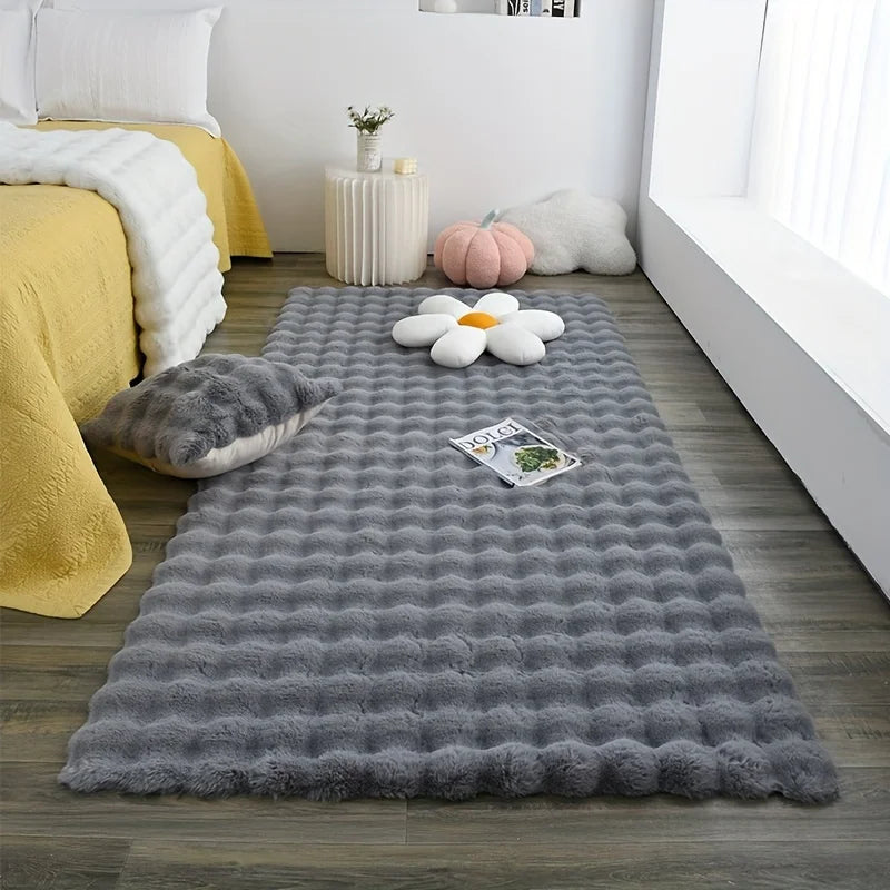 Rabbit Fur Area Rug–Soft Thick Non-Slip Waterproof Machine-Washable for Living Room and Bedroom Decor