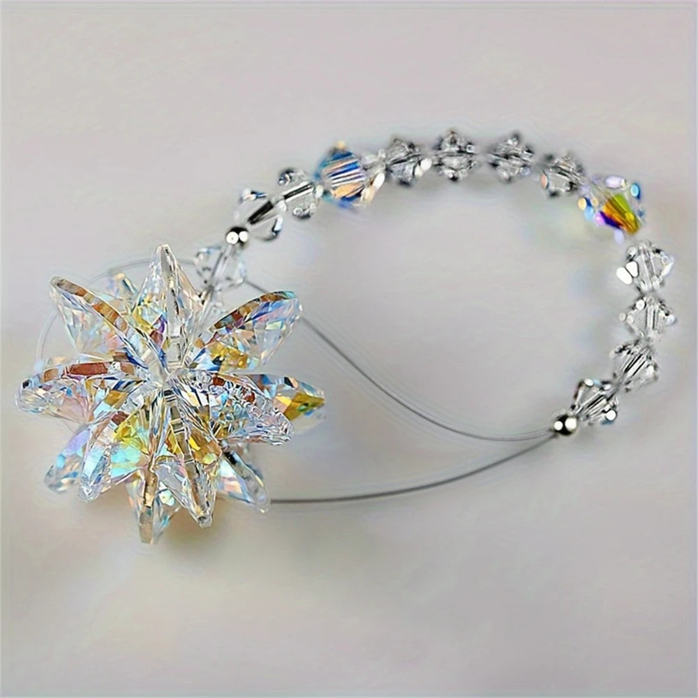 Crystal Snowflake Pendant Suncatcher AB Color Glass Prism For Garden Window Hanging Rainbow Maker Gift Car Wedding Home Decor