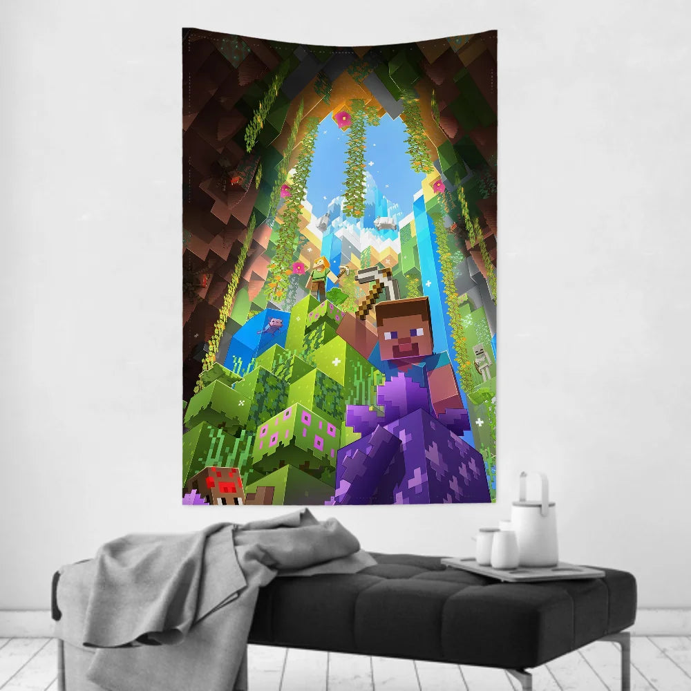 Anime Game HD M-MinecraftS Tapestry Room Decor Wall Cloth Party Hanging Background Room Decor Baby Room