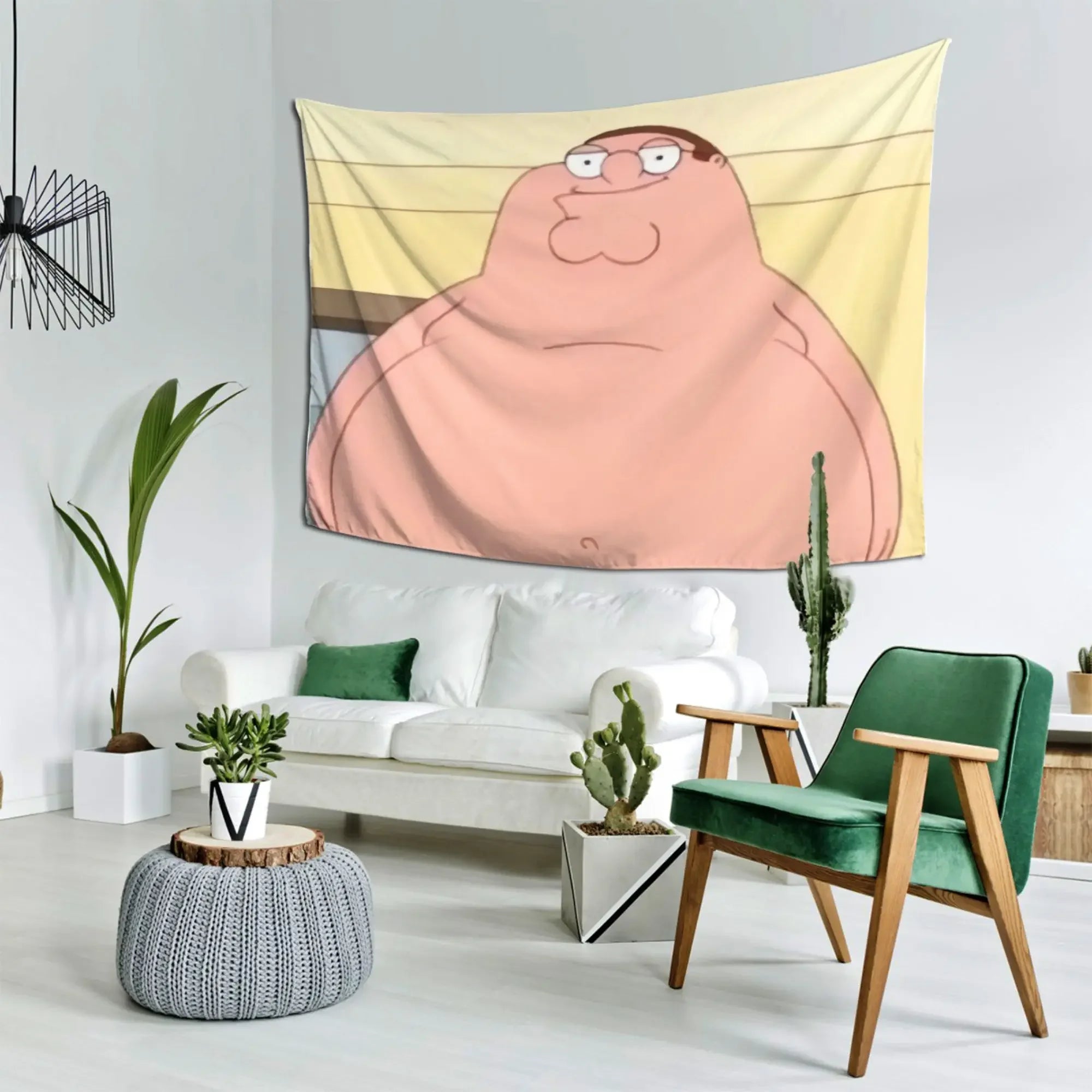 Peter Griffin Cartoon Character Tapestry Wall Hanging Lightweight Home Decor for Bedroom Living Room Dormitory Office Party
