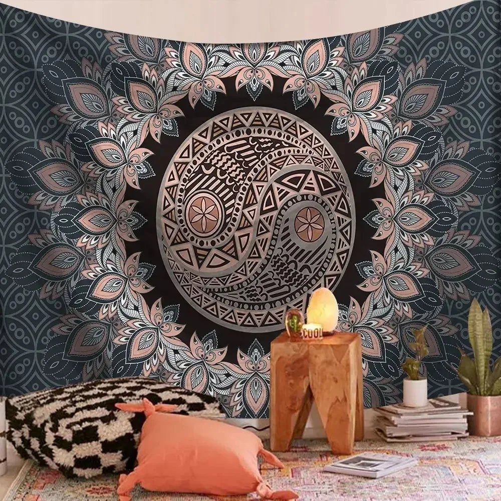 Bohemian Decorative Wall Cloth Tapestry Psychedelic Hippie Night Moon Tapestry Mandala Tapestry Indian Mandala