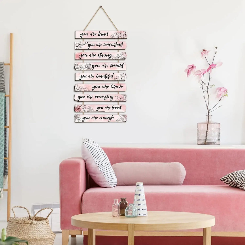 1Set Inspirational Floral Wall Decor You Are Amazing Beautiful Love Quotes Wooden Art Wall Sign Positive Home Decors for Bedroom