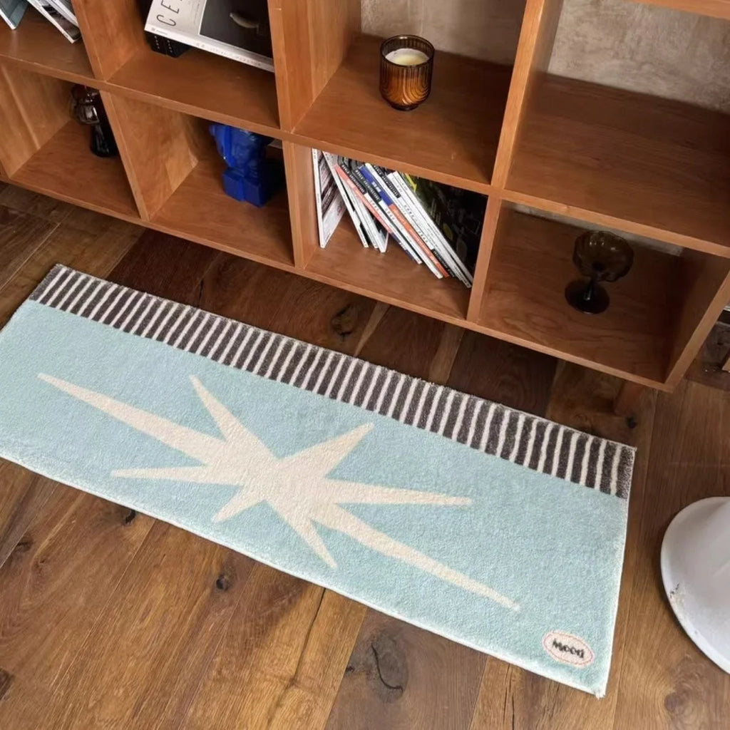 VIKAMA Retro Style Long Rugs Living Room Bedroom Bedside Rugs Soft and Cozy Household Floor Mats Room Decorative Rugs
