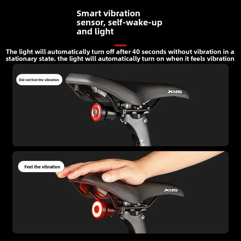 Bicycle tail lights mountain road bike highlight warning lights brake lights outdoor riding lights smart lights