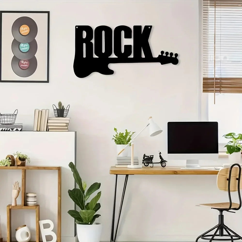 Rock Guitar Metal Wall Decor, Metal Artwork, Scene Decor, Room Decor, Study And Other Wall Decor, Holiday Gifts