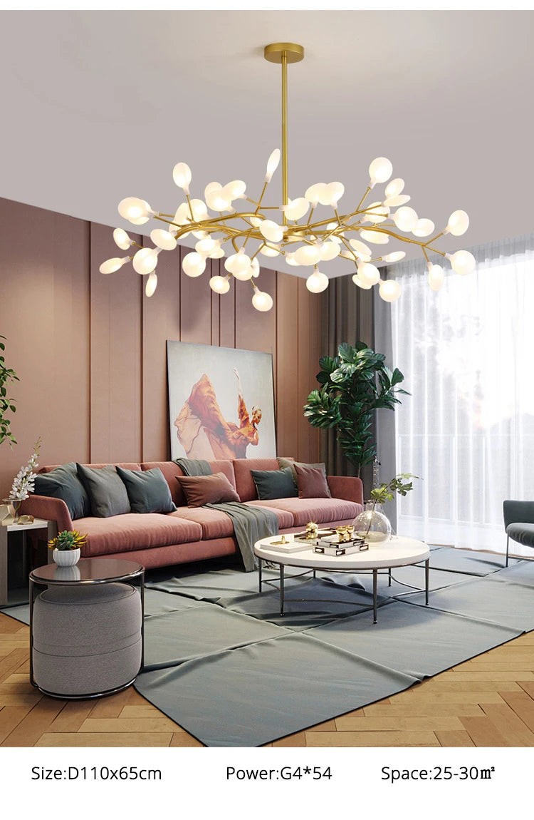 Modern LED Chandelier Living Room Bedroom Kitchen Nordic Gorgeous Firefly Lamp Home Indoor Lighting Luxurious Decor Hanging Lamp