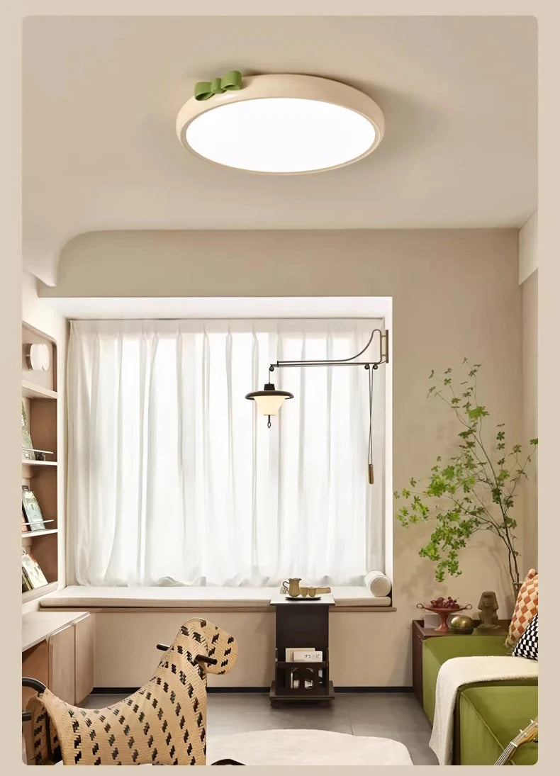 Pink Bow Children's Room Ceiling Light LED Princess Room Lamp French Cream Style Baby Room Study Room Girl Bedroom Ceiling Lamps