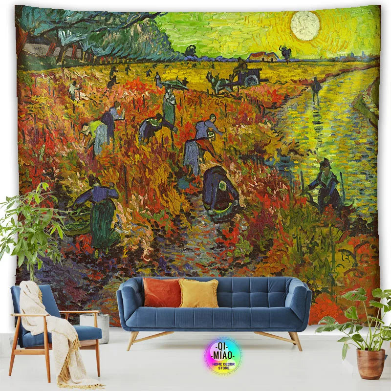 Tapestry World Famous Painting Van Gogh Tapestries Printed  Wall Hanging Rural Landscape Home Decoration Bedroom Decor Wall Ar