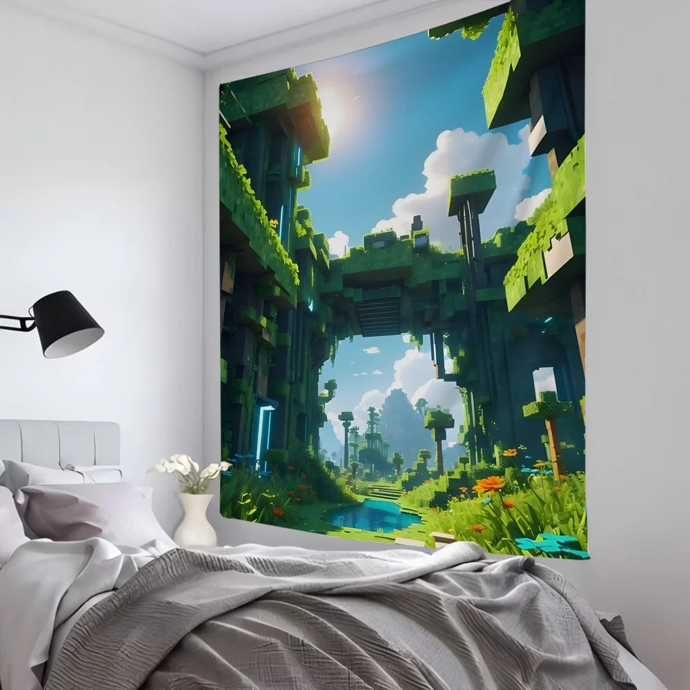 Anime Game HD M-MinecraftS Tapestry Room Decor Wall Cloth Party Hanging Background Room Decor Baby Room
