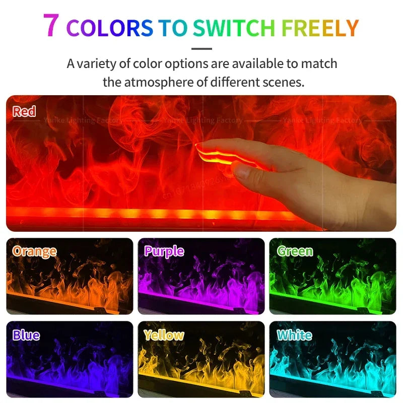 Modern 3D Steam Fireplace Silent Decorative Humidifier Electric Flame LED Water Vapor Fireplace Indoor Remote TV Wall Room Decor