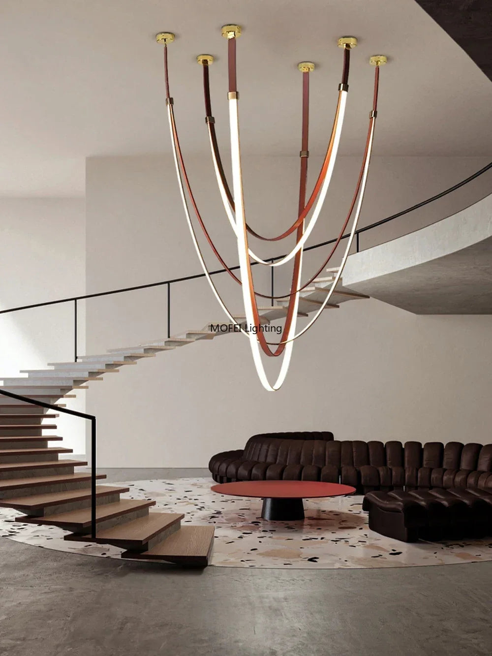 Nordic Lamp Designr Fashionable Light Luxury Flexible Belt Dimmable Chain Chandeliver Room Art Hall Home Decor Pendant Light LED