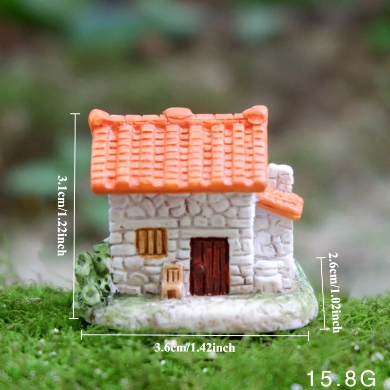 Decor Resin Ornament Miniature Fairy Garden House Villa Miniature Landscape Bonsai Decor Outdoor DIY Dolls House Decoration