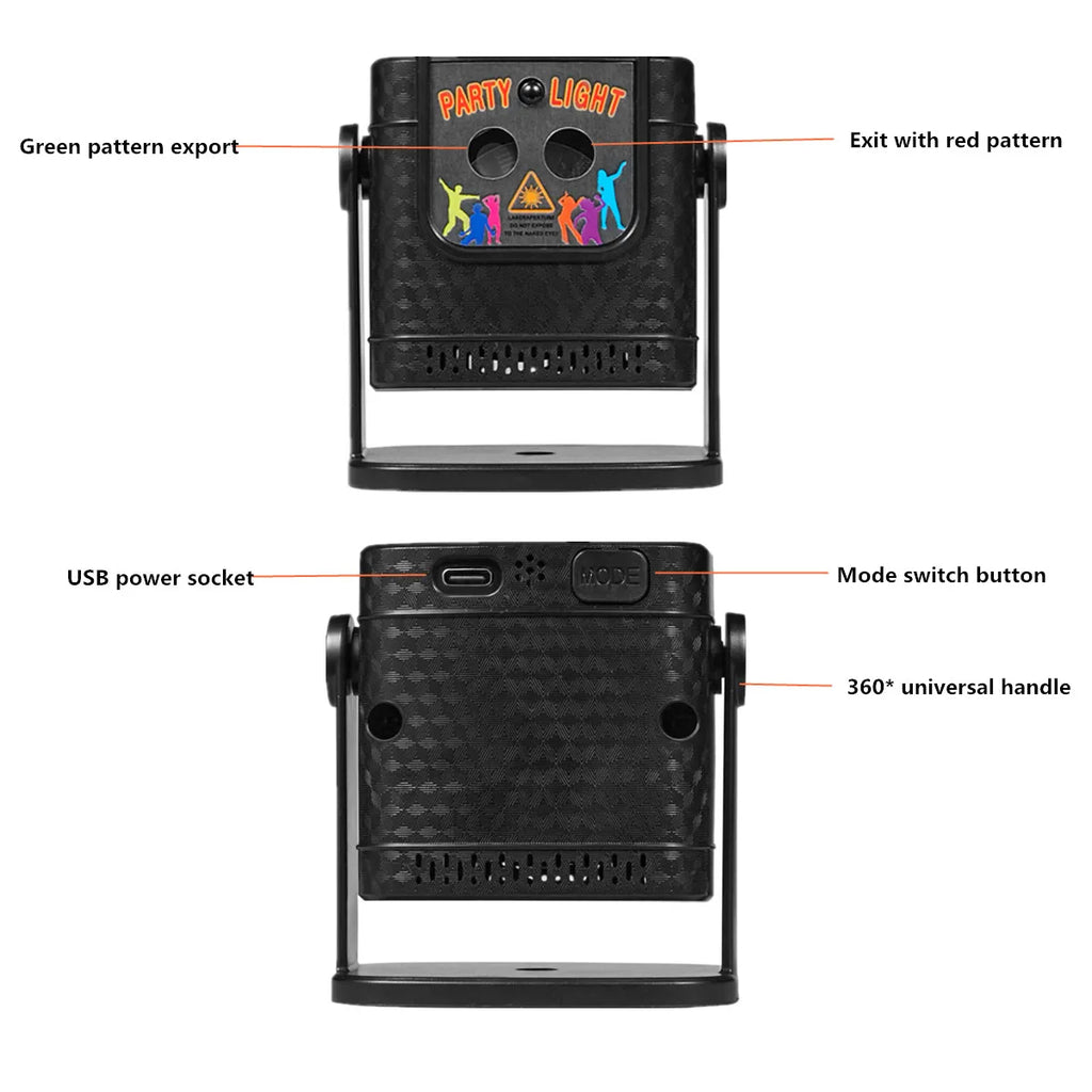 Party Lights, DJ Disco Lights, Strobe Lights, Projection Projector, USB-Powered Projector Lights, Home Atmosphere Lights
