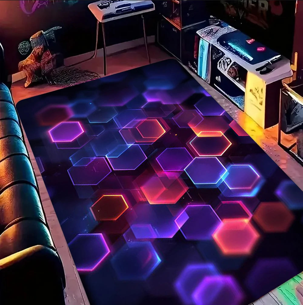 Gamer Rug Gaming Rug,Game Rug Geometric Rug,Colorful Rug Play Room Rug  Sport Rug Area Rug,Gaming Gifts Teen Room Decor Rug