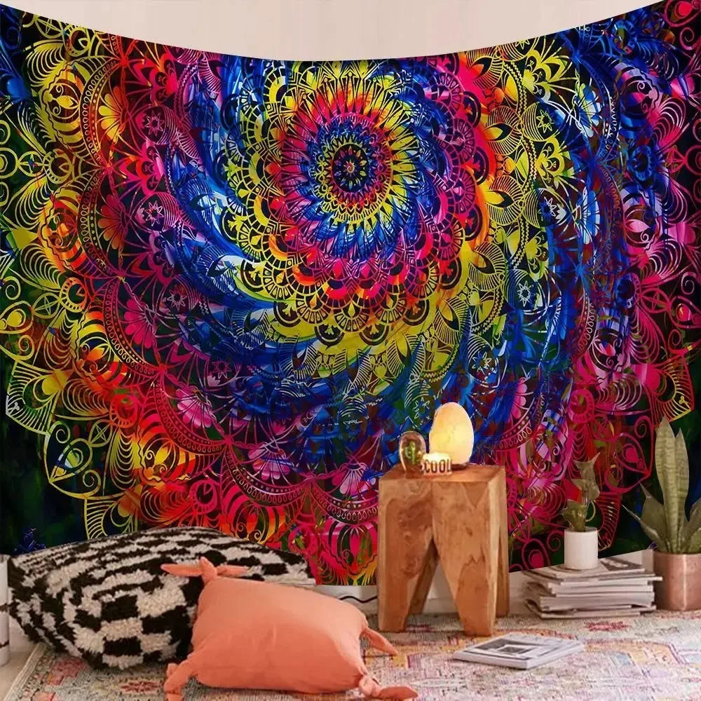 Bohemian Decorative Wall Cloth Tapestry Psychedelic Hippie Night Moon Tapestry Mandala Tapestry Indian Mandala