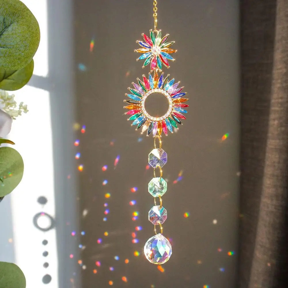 Crystal Snowflake Pendant Suncatcher AB Color Glass Prism For Garden Window Hanging Rainbow Maker Gift Car Wedding Home Decor