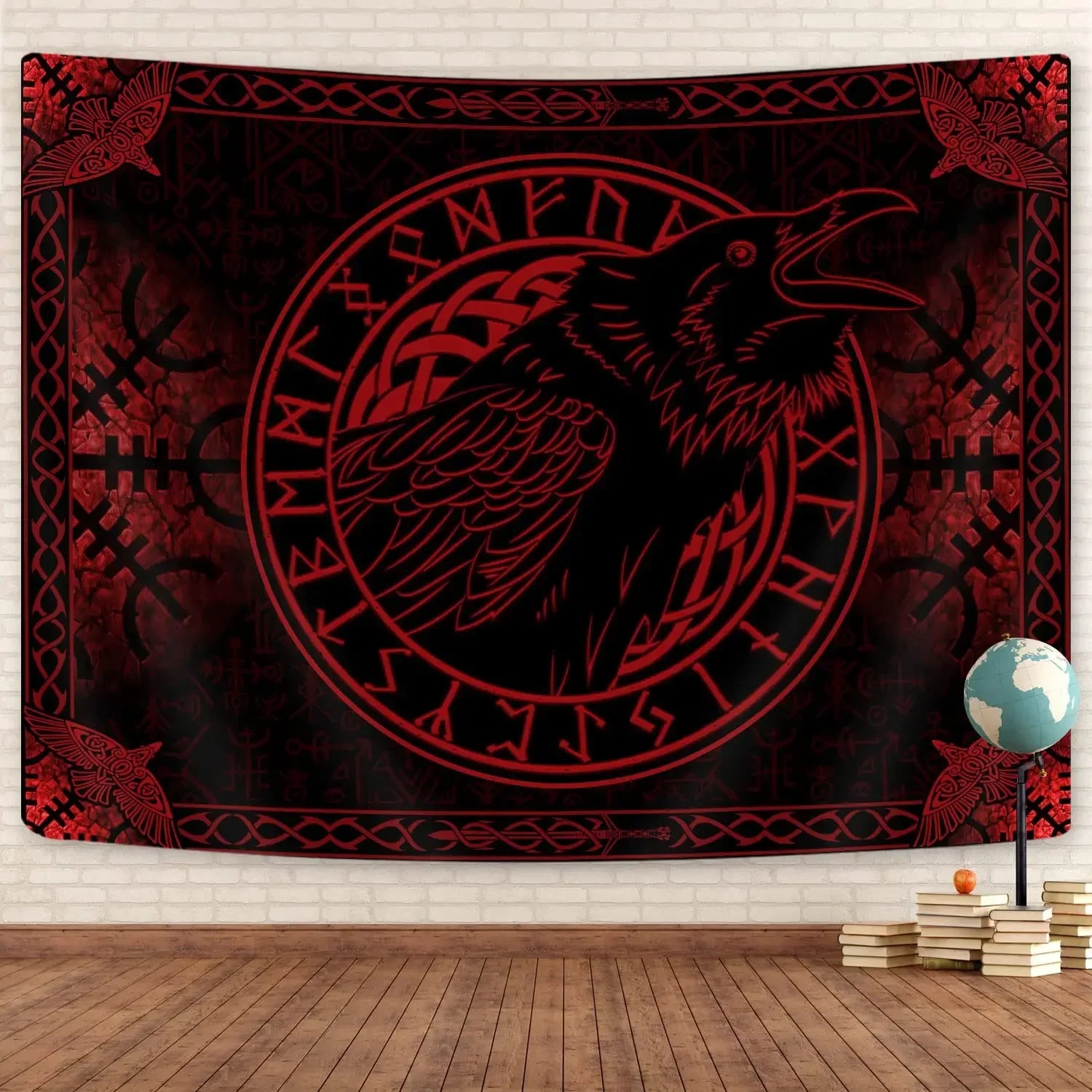 unframed Norse Mythology Vikings Tapestry Mysterious Ancient Runes Totem Tapestries Wall Hanging Art for Living Room Bedroom Hom