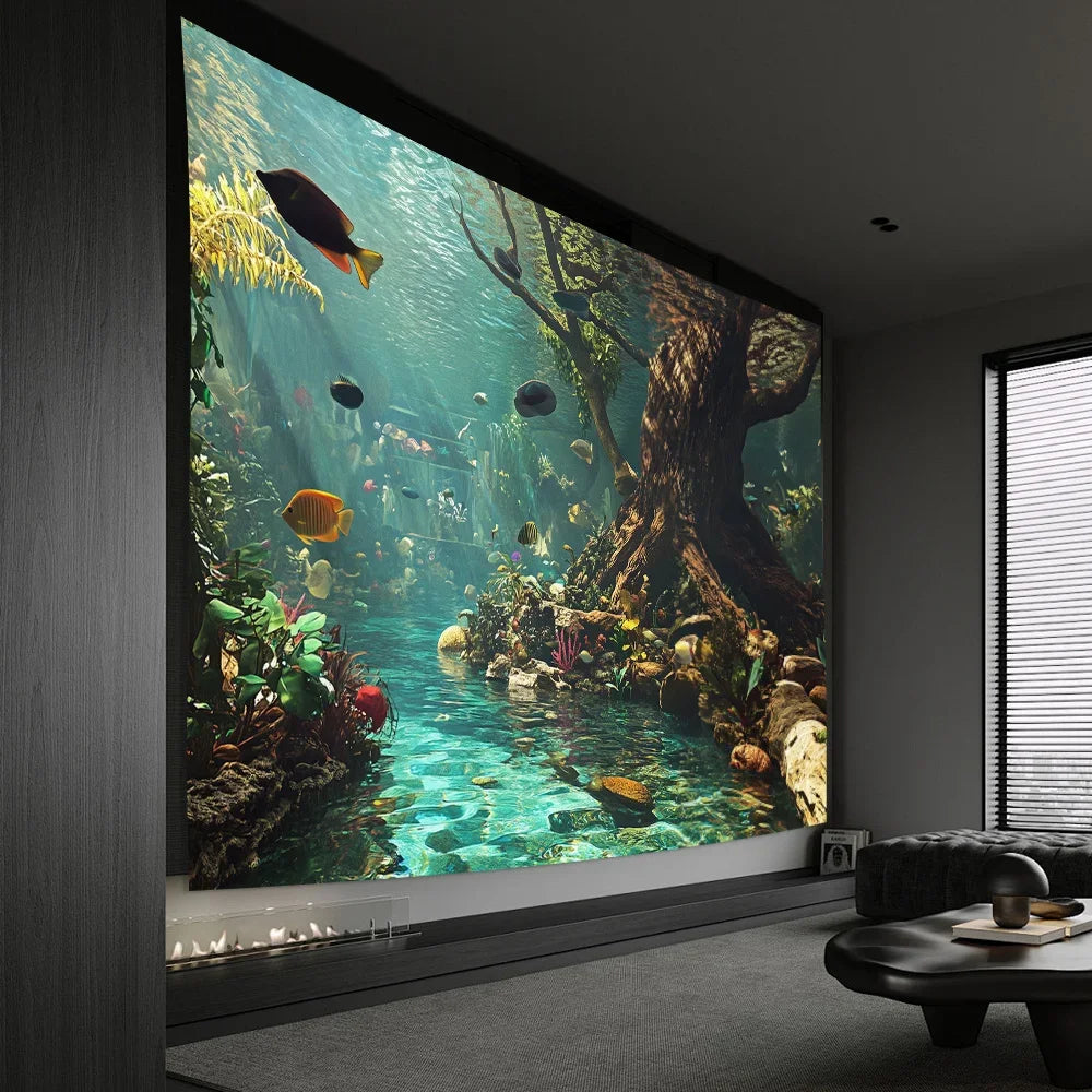 1 aquarium tapestry, polyester fiber wall decoration, suitable for living rooms, bedrooms, offices, and parties