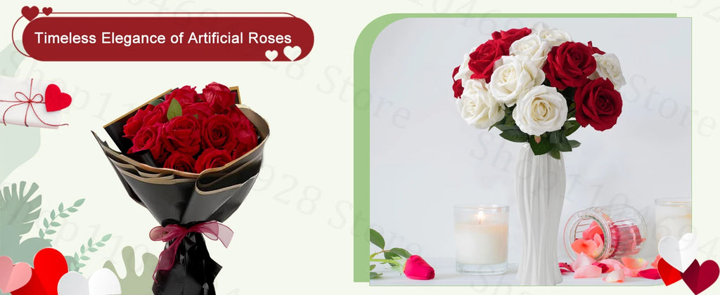 24-80Pcs Artificial Roses Flowers 3.9''Big Velvet Rose Artificial Flowers with Long Stems for Wedding Mothers Day Decor