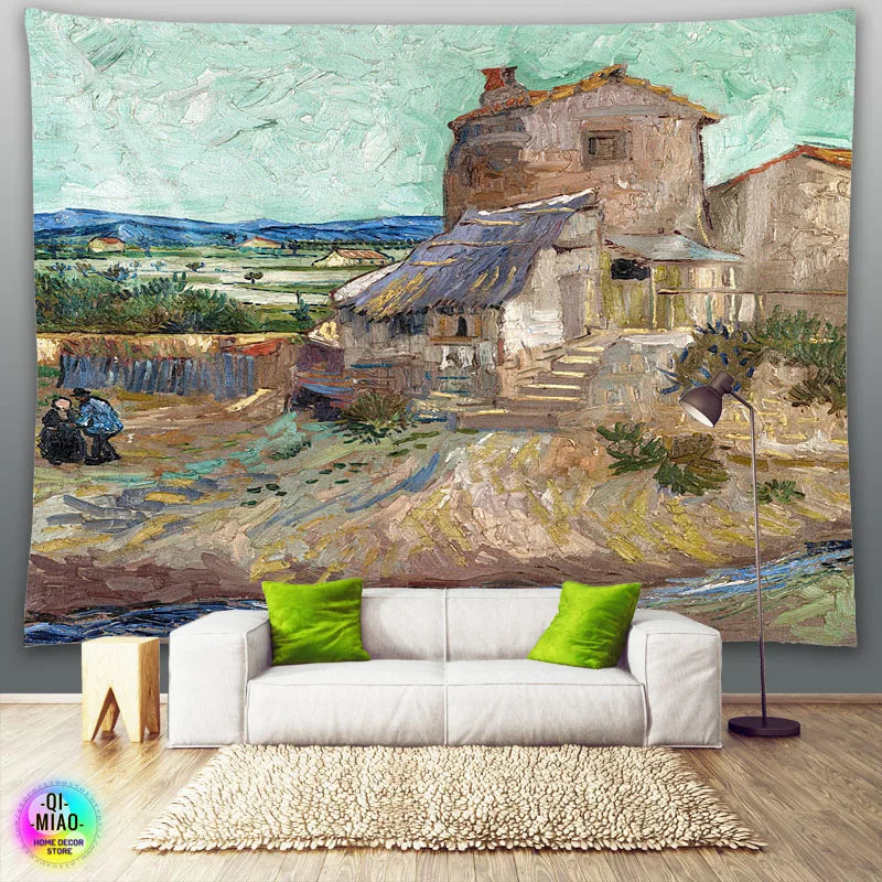 Tapestry World Famous Painting Van Gogh Tapestries Printed  Wall Hanging Rural Landscape Home Decoration Bedroom Decor Wall Ar