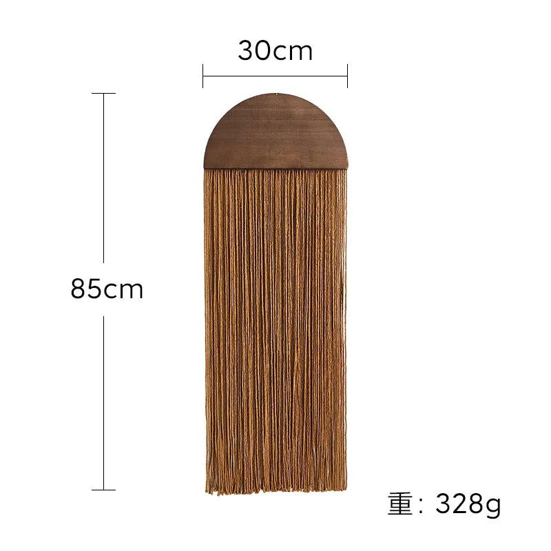 Hand Woven Tapestry Half Circle Wooden Board Tassel Tapestry Wall Decoration Homestay Pendant Wall Mounted Ornament Hangings