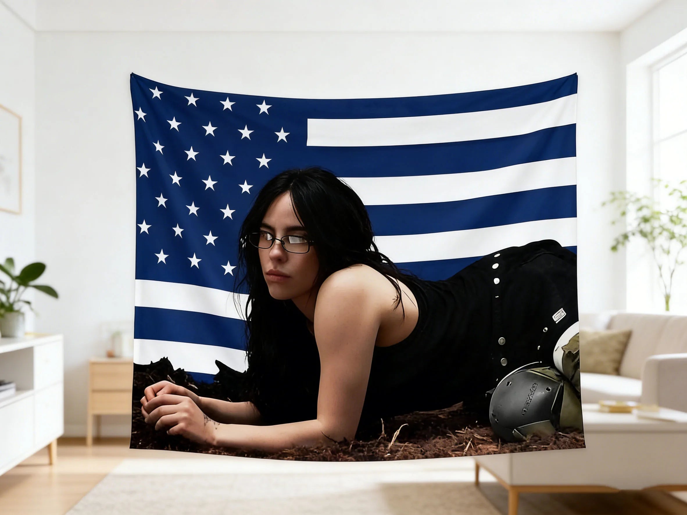 Billie Eilish Vintage Tapestry Bohemian Style Tapestry American Flag Tapestry Bedroom Tapestry Aesthetic Wall Hanging Decor Art