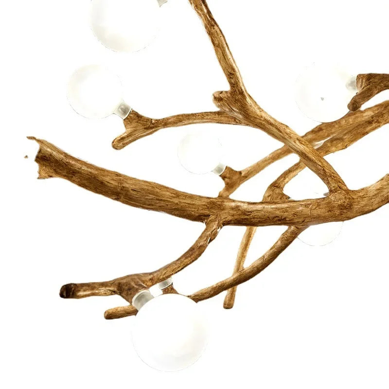 Modern Nordic Retro LED Chandelier For Living Bedroom Tree Branch Art Ceiling Pendant Lights Brown Antique Hanging Lamp Decor Li