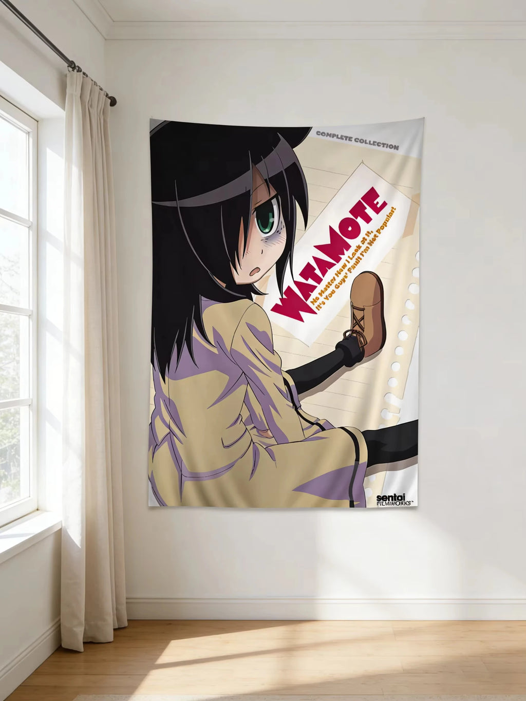 Anime Watamote Kuroki Tomoko Colorful Tapestry Japanese Anime Girl Tapestry Bohemian Style Tapestry Aesthetic Wall Hanging Decor