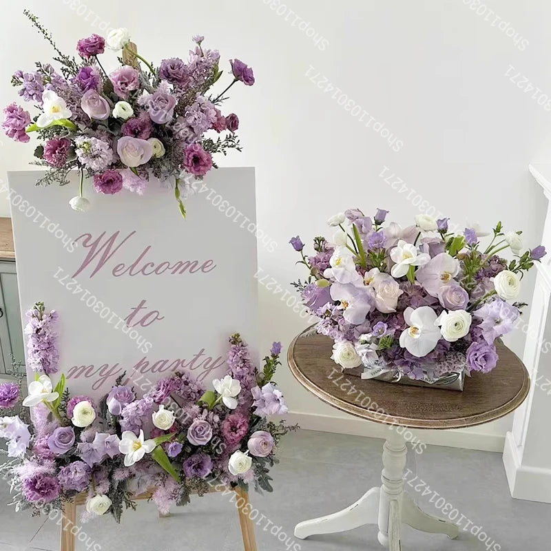 Artificial Flower Road Lead Floor Flower Row Welcome Sign Decor Wedding Hanging Flowers Row Centerpiece Party Decoration