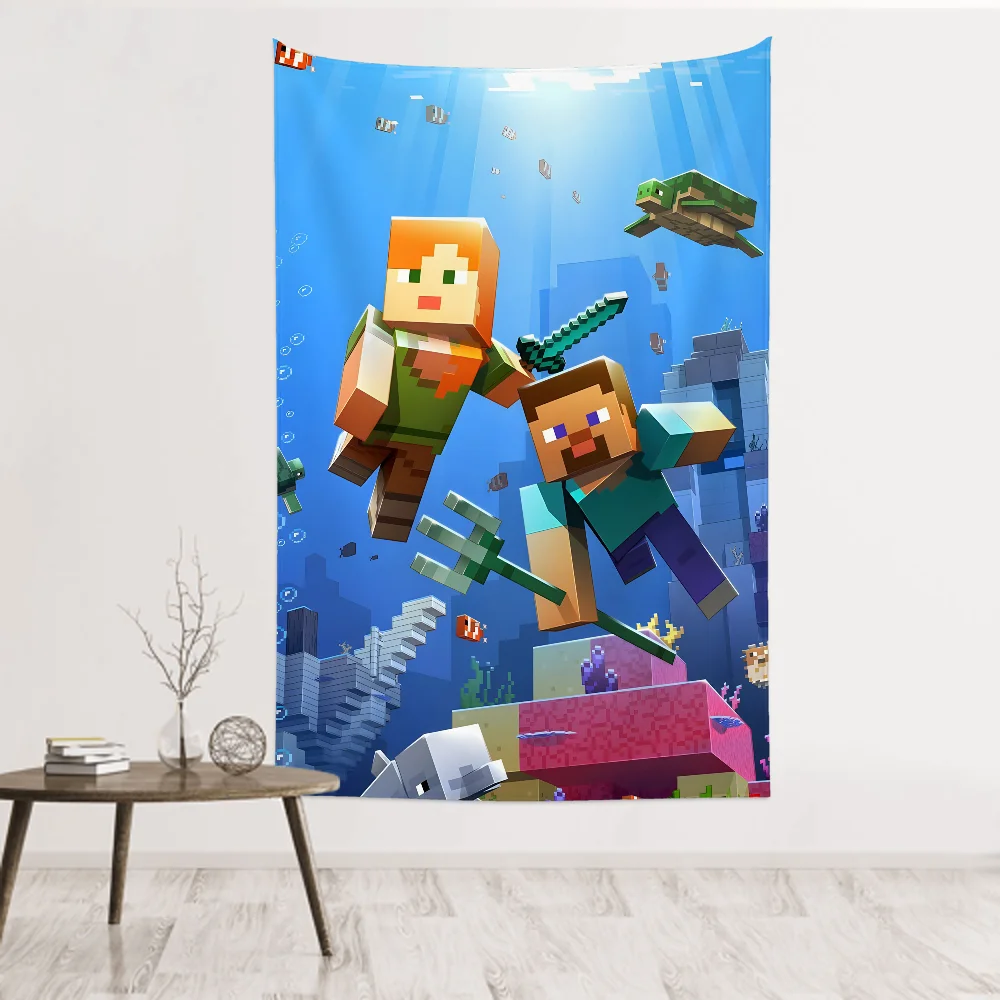 Anime Game HD M-MinecraftS Tapestry Room Decor Wall Cloth Party Hanging Background Room Decor Baby Room