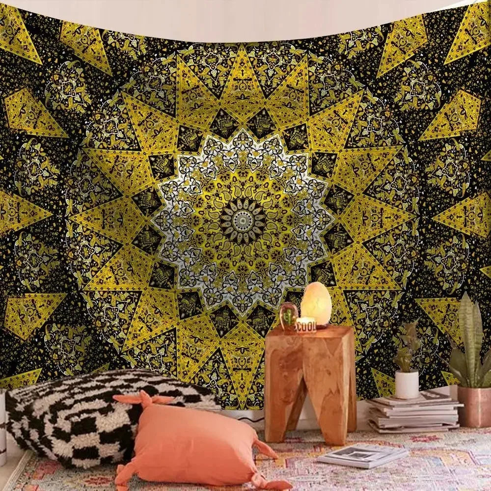 Bohemian Decorative Wall Cloth Tapestry Psychedelic Hippie Night Moon Tapestry Mandala Tapestry Indian Mandala