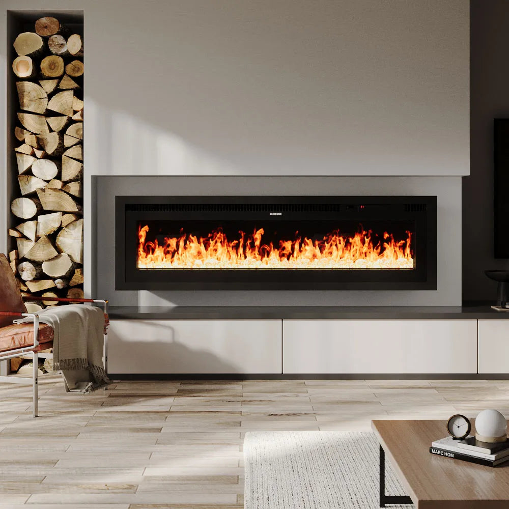 【Breeins】Electrical Fireplace with Remote, Home Decor 12 Vibrant Flame Colours, Adjustable Heating Modes, and Safety Features