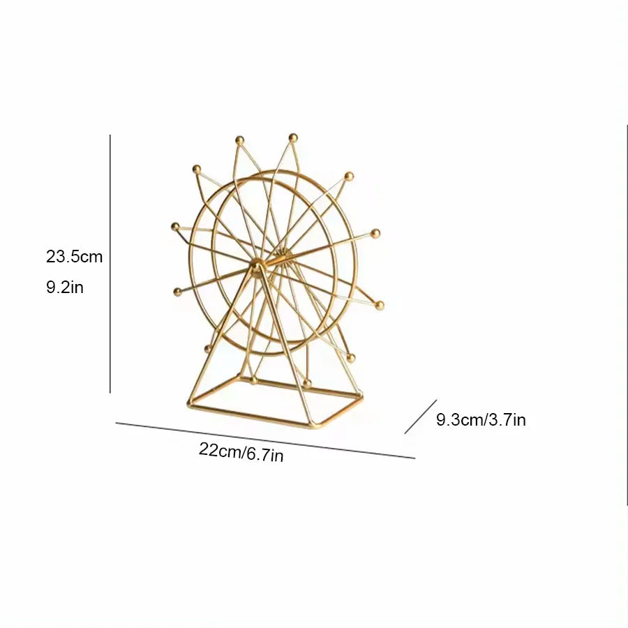 Ferris Wheel Home Decor, Golden Ferris Wheel Decor, Gold Decor Gift, Shelf Decor, House Decor Living Room Bookshelf Desk Decor