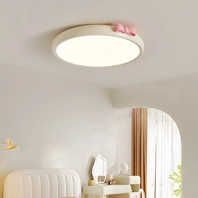 Pink Bow Children's Room Ceiling Light LED Princess Room Lamp French Cream Style Baby Room Study Room Girl Bedroom Ceiling Lamps