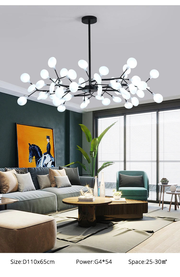 Modern LED Chandelier Living Room Bedroom Kitchen Nordic Gorgeous Firefly Lamp Home Indoor Lighting Luxurious Decor Hanging Lamp