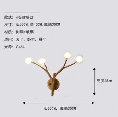Modern Nordic Retro LED Chandelier For Living Bedroom Tree Branch Art Ceiling Pendant Lights Brown Antique Hanging Lamp Decor Li