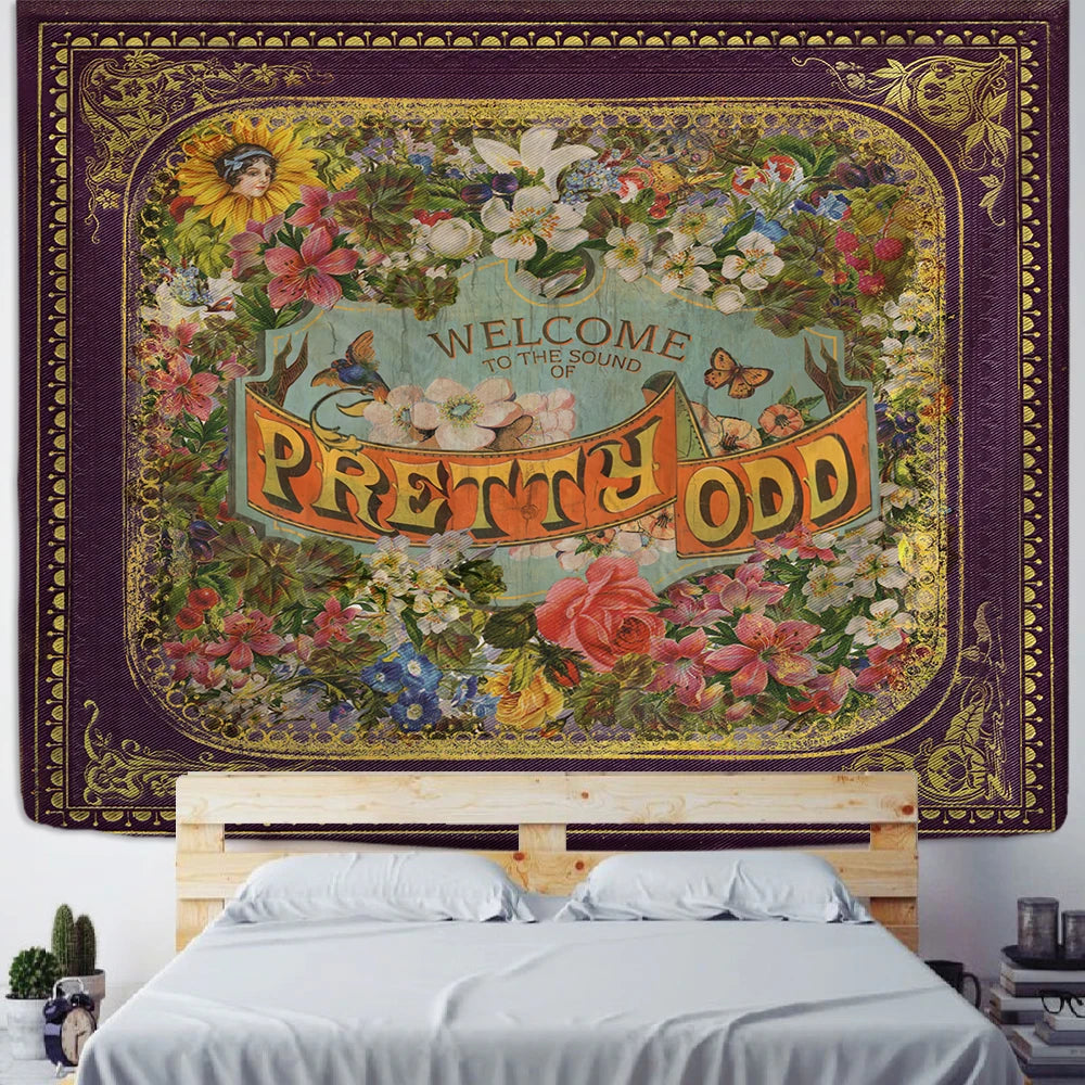 Pretty Odd Floral Tapestry Single Sided 2DPrint Soft Polyester Tapestry Bedroom Living Room Dorm Retro Decor Nostalgic Vibe Gift